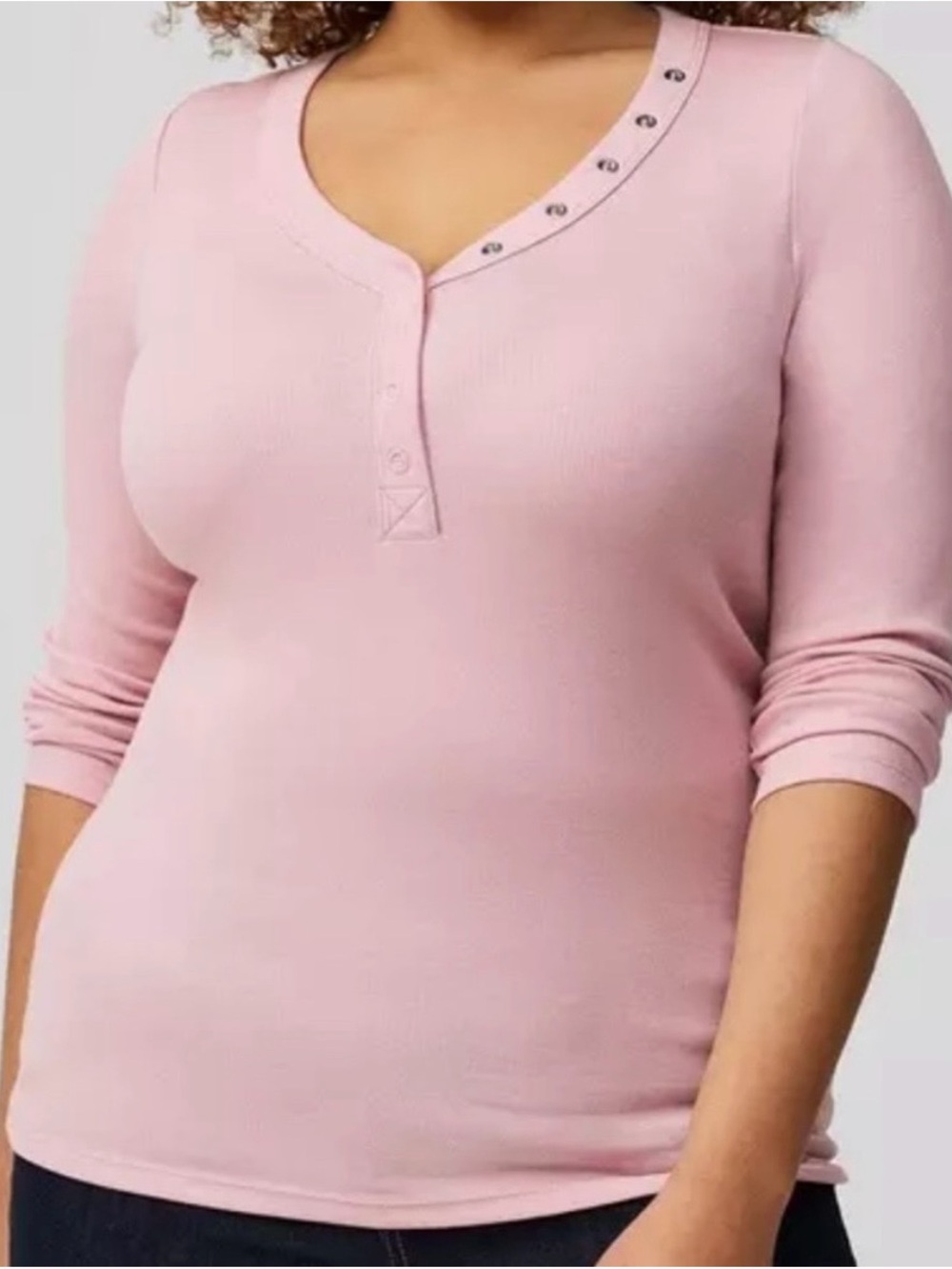 torrid Modal Rib Henley Long Sleeve Top Mauve 2X Brand New with Tags